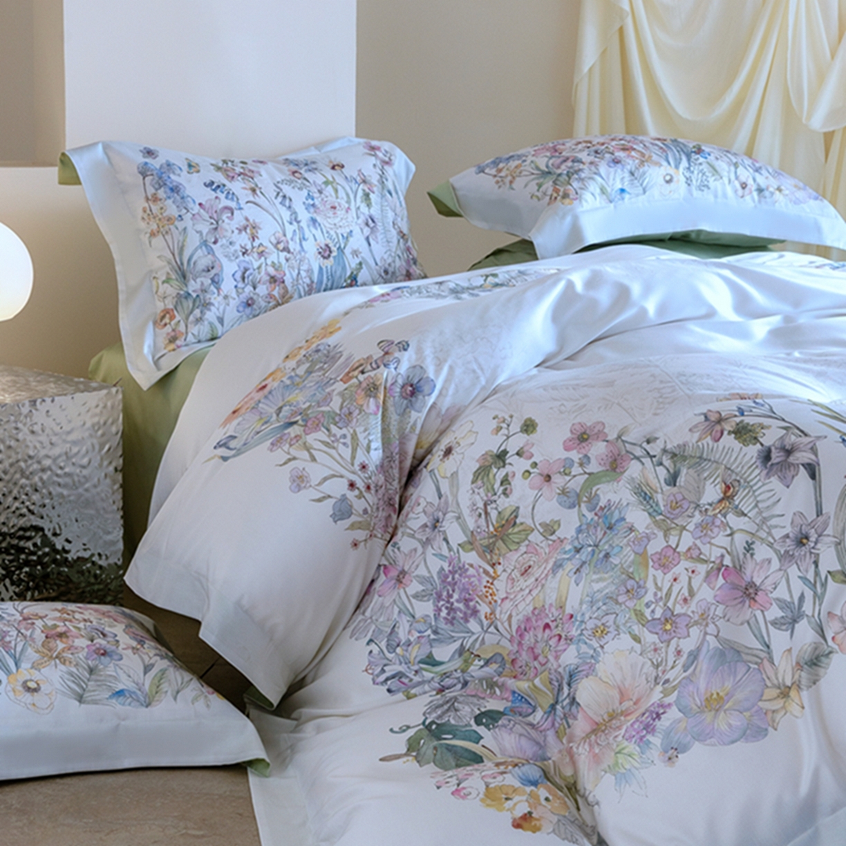 91家纺网 家纺一手货源 找家纺 时亿家居 2026新款大版莱赛尔天丝印花四件套 苏芸 玉