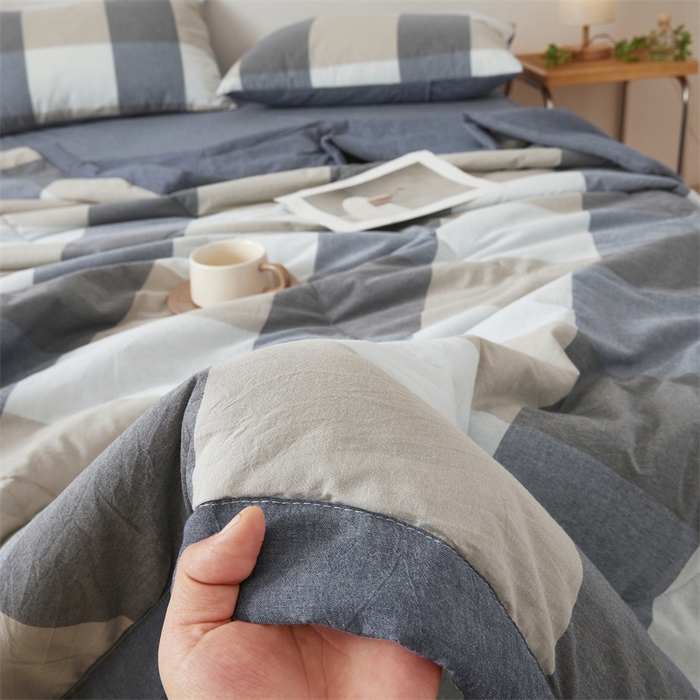 91家纺网 家纺一手货源 找家纺 西域种棉人·千百笠 2026新款A类里外全棉夏凉被100%新疆棉纯棉全棉填充无印格子款空调被夏被 里外全棉-蓝大格