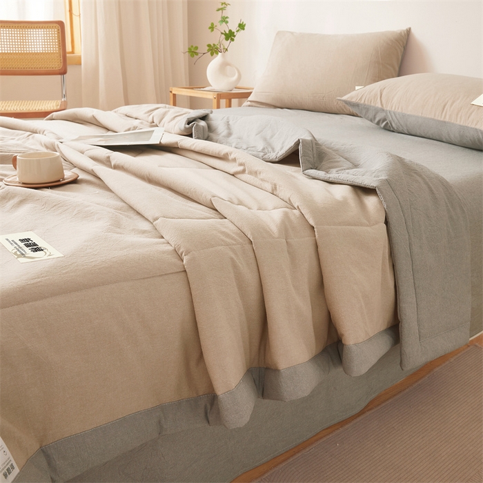 91家纺网 家纺一手货源 找家纺 西域种棉人·千百笠 2026新款A类里外全棉夏凉被100%新疆棉纯棉全棉填充无印格子款空调被夏被 里外全棉-双拼咖