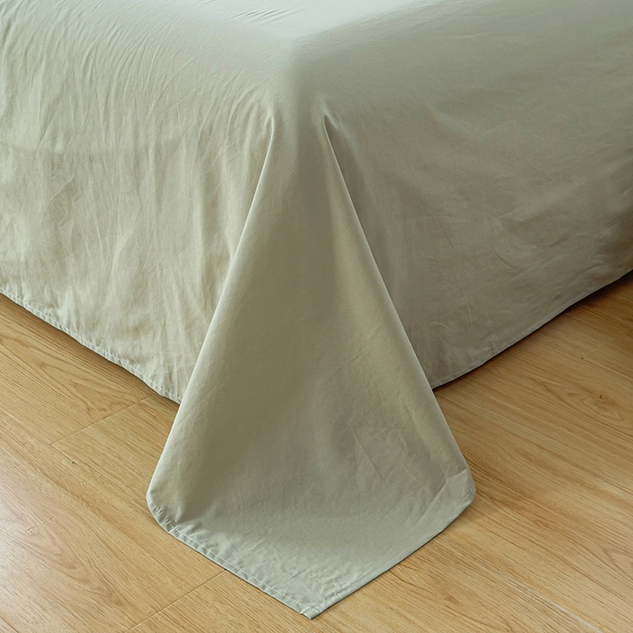 91家纺网 家纺一手货源 找家纺 柠萌家居 2026年新款全棉A类母婴级水洗棉纯棉床单纯色系列单品 薄荷绿