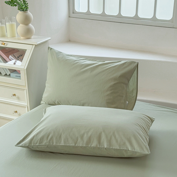 91家纺网 家纺一手货源 找家纺 柠萌家居 2026年新款全棉A类母婴级水洗棉纯棉床单纯色系列单品 薄荷绿