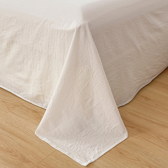 91家纺网 家纺一手货源 找家纺 柠萌家居 2026年新款全棉A类母婴级水洗棉纯棉床单纯色系列单品 本白