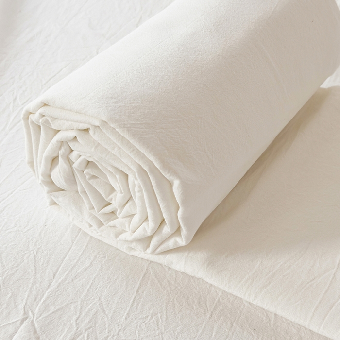 91家纺网 家纺一手货源 找家纺 柠萌家居 2026年新款全棉A类母婴级水洗棉纯棉床单纯色系列单品 本白