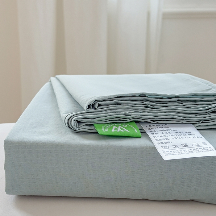 91家纺网 家纺一手货源 找家纺 柠萌家居 2026年新款全棉A类母婴级水洗棉纯棉床单纯色系列单品 繁星蓝