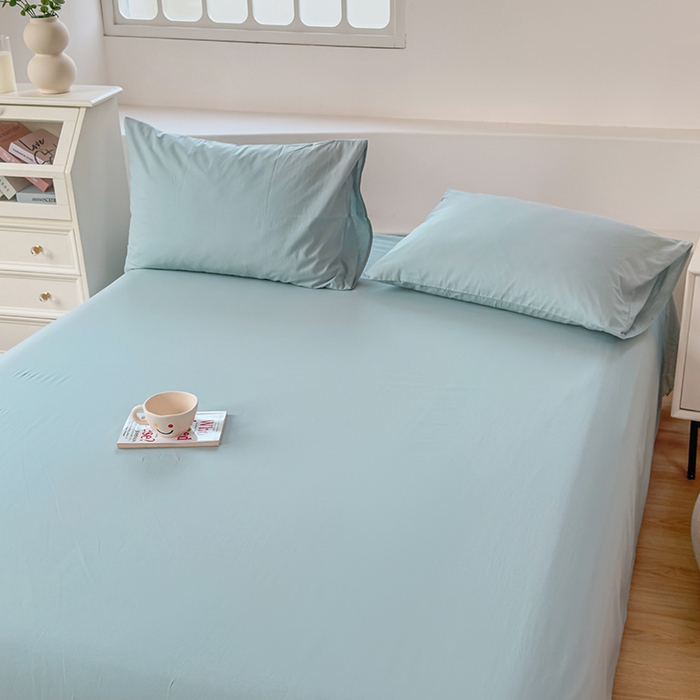 91家纺网 家纺一手货源 找家纺 柠萌家居 2026年新款全棉A类母婴级水洗棉纯棉床单纯色系列单品 繁星蓝