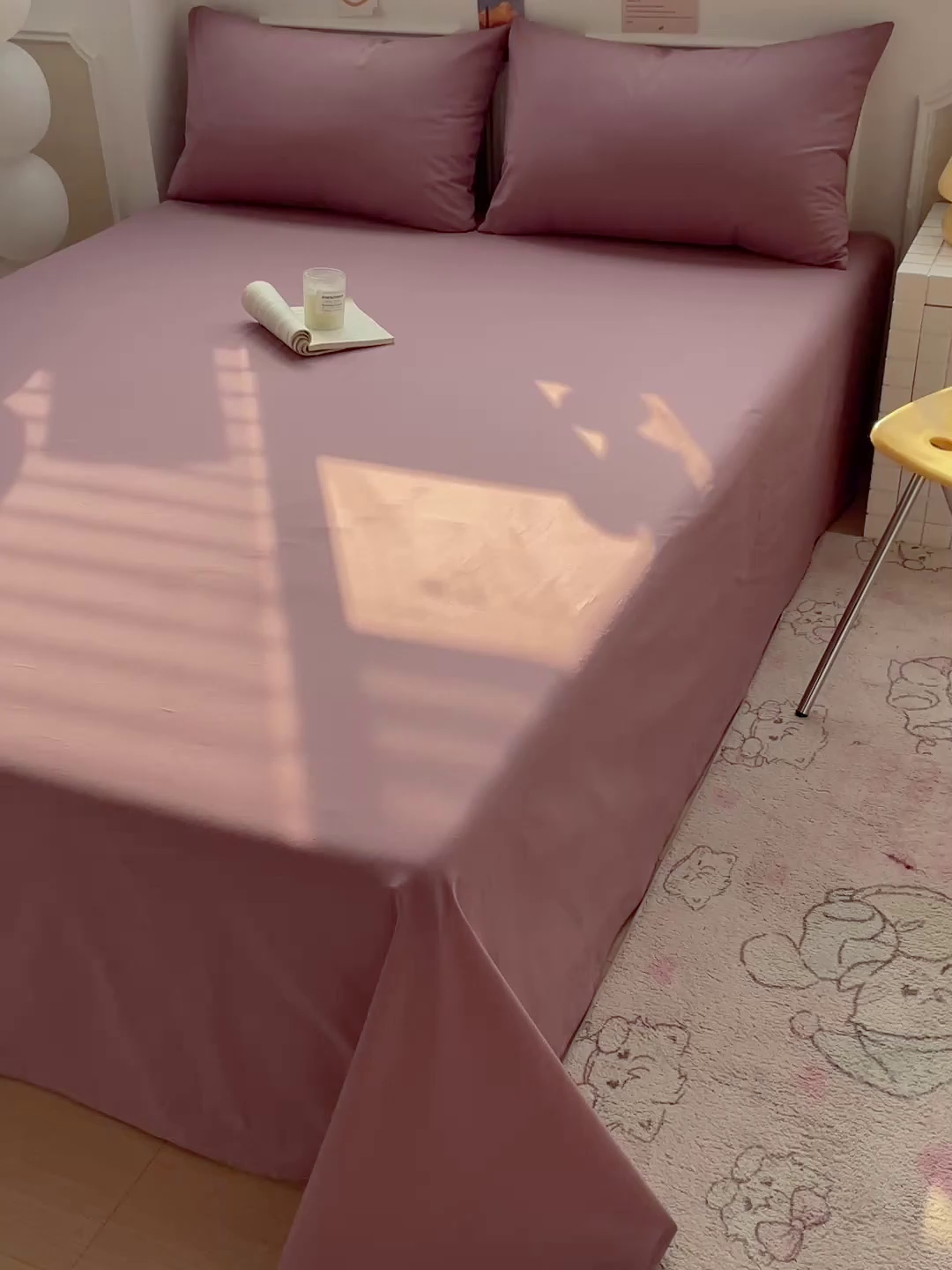 91家纺网 家纺一手货源 找家纺 柠萌家居 2026年新款全棉A类母婴级水洗棉纯棉床单纯色系列单品 粉紫