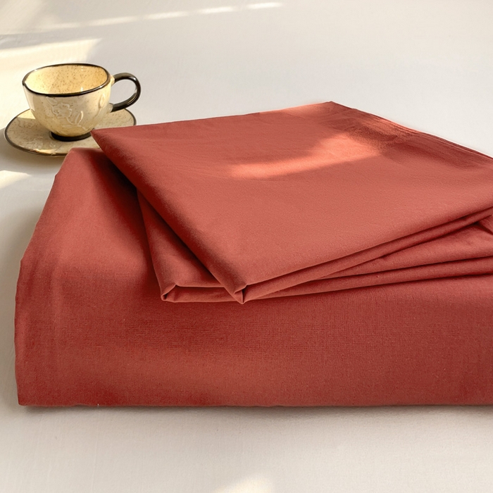 91家纺网 家纺一手货源 找家纺 柠萌家居 2026年新款全棉A类母婴级水洗棉纯棉床单纯色系列单品 枫叶红