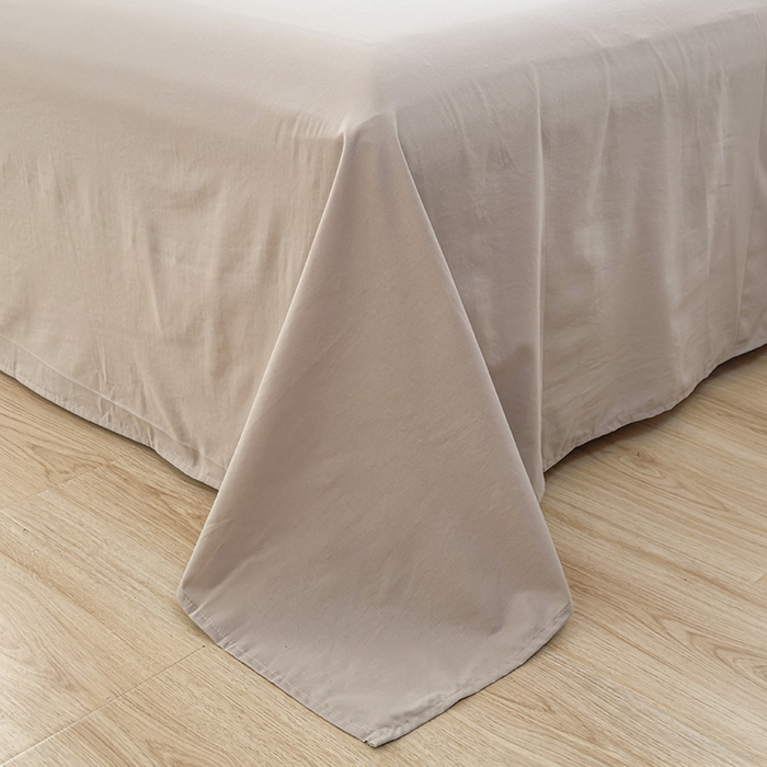 91家纺网 家纺一手货源 找家纺 柠萌家居 2026年新款全棉A类母婴级水洗棉纯棉床单纯色系列单品 卡其