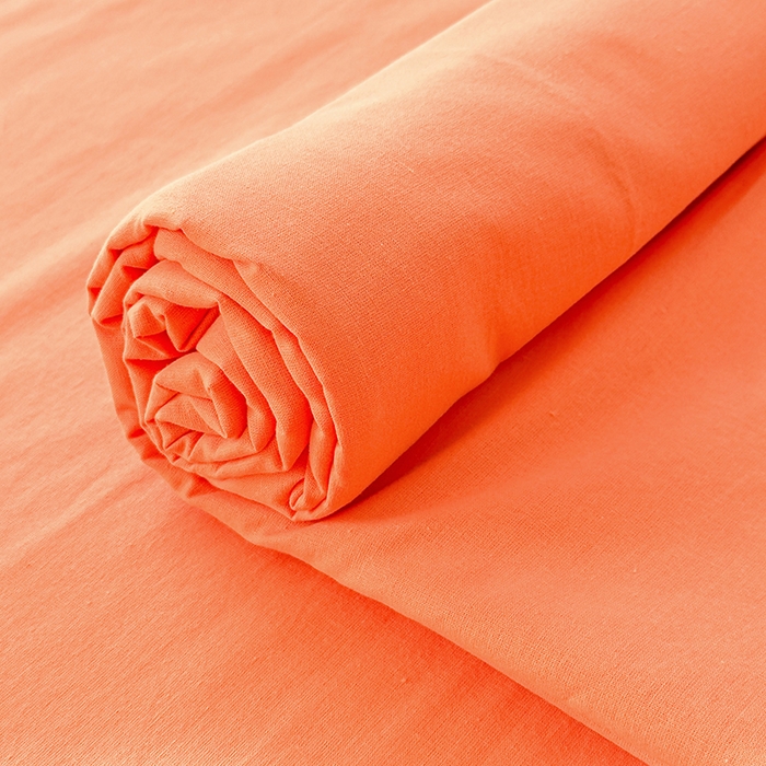 91家纺网 家纺一手货源 找家纺 柠萌家居 2026年新款全棉A类母婴级水洗棉纯棉床单纯色系列单品 马丁桔