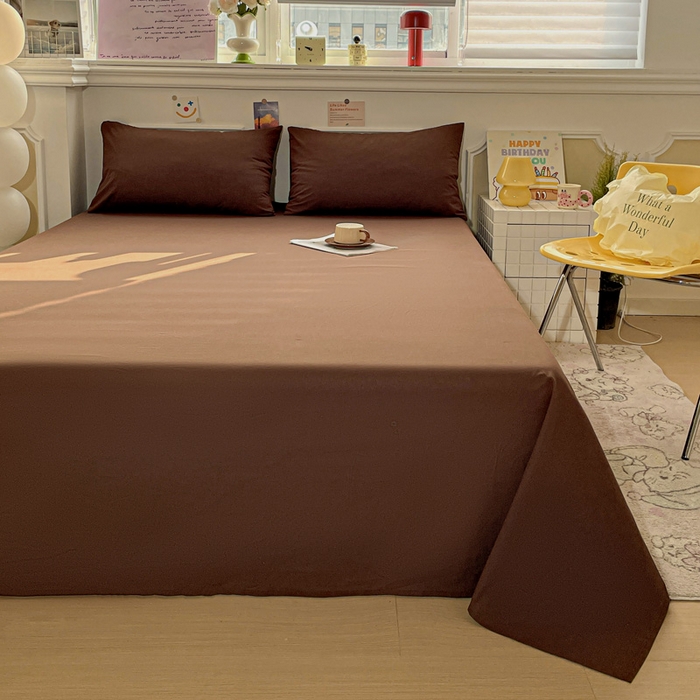 91家纺网 家纺一手货源 找家纺 柠萌家居 2026年新款全棉A类母婴级水洗棉纯棉床单纯色系列单品 摩卡