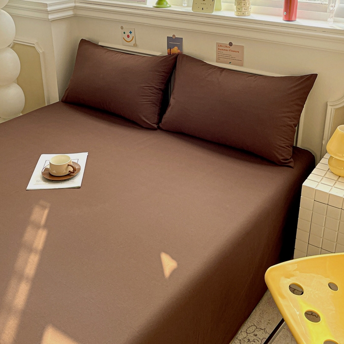 91家纺网 家纺一手货源 找家纺 柠萌家居 2026年新款全棉A类母婴级水洗棉纯棉床单纯色系列单品 摩卡