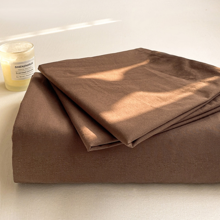 91家纺网 家纺一手货源 找家纺 柠萌家居 2026年新款全棉A类母婴级水洗棉纯棉床单纯色系列单品 摩卡