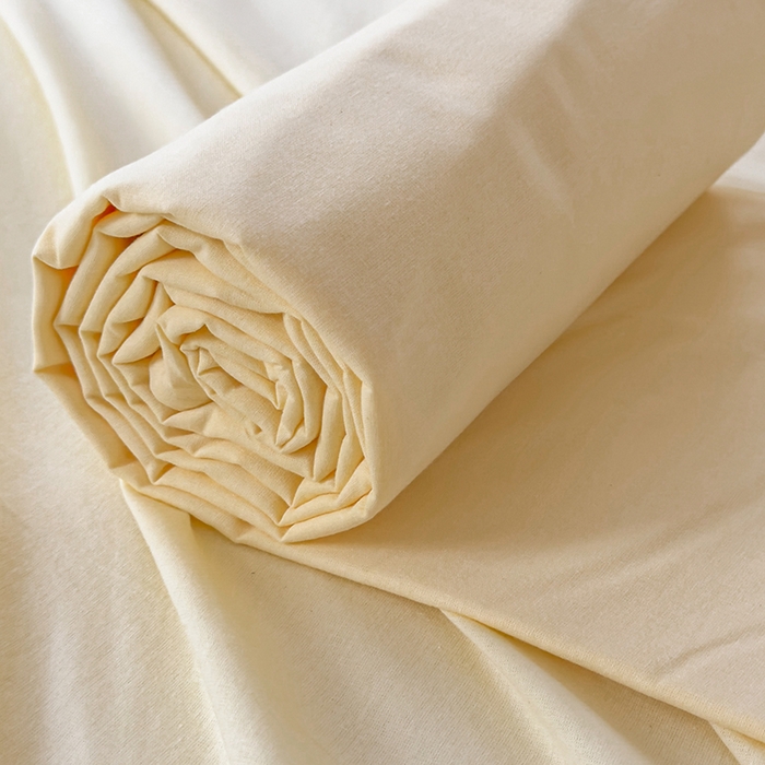 91家纺网 家纺一手货源 找家纺 柠萌家居 2026年新款全棉A类母婴级水洗棉纯棉床单纯色系列单品 奶黄