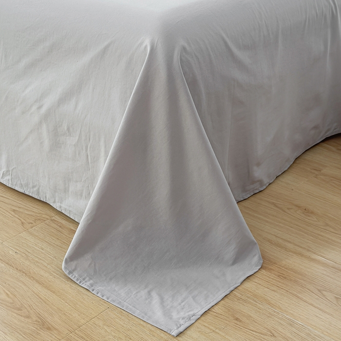 91家纺网 家纺一手货源 找家纺 柠萌家居 2026年新款全棉A类母婴级水洗棉纯棉床单纯色系列单品 浅灰