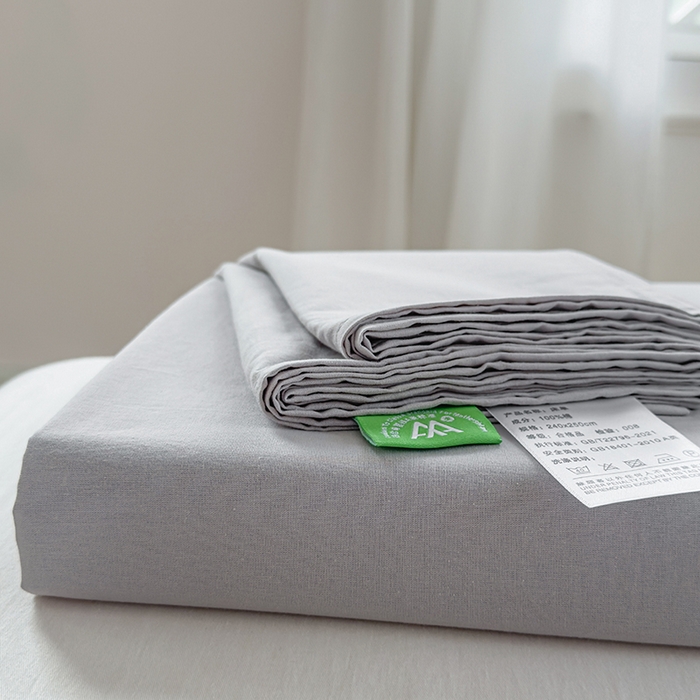 91家纺网 家纺一手货源 找家纺 柠萌家居 2026年新款全棉A类母婴级水洗棉纯棉床单纯色系列单品 浅灰