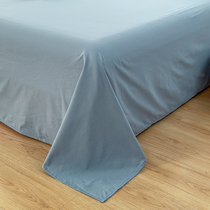 91家纺网 家纺一手货源 找家纺 柠萌家居 2026年新款全棉A类母婴级水洗棉纯棉床单纯色系列单品 浅蓝