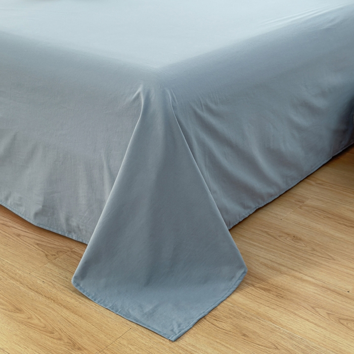 91家纺网 家纺一手货源 找家纺 柠萌家居 2026年新款全棉A类母婴级水洗棉纯棉床单纯色系列单品 浅蓝