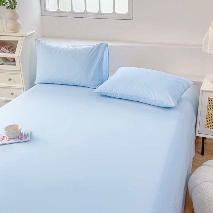 91家纺网 家纺一手货源 找家纺 柠萌家居 2026年新款全棉A类母婴级水洗棉纯棉床单纯色系列单品 星空蓝