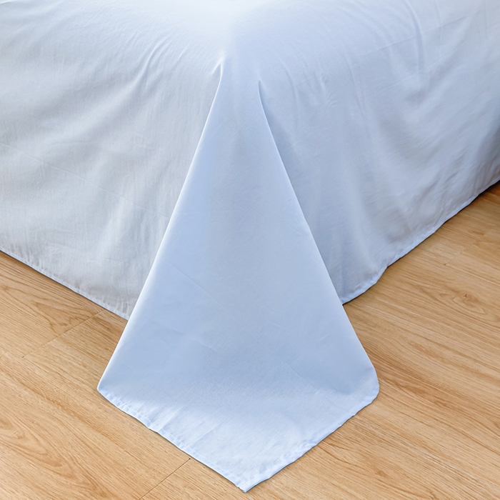 91家纺网 家纺一手货源 找家纺 柠萌家居 2026年新款全棉A类母婴级水洗棉纯棉床单纯色系列单品 星空蓝