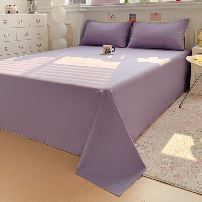 91家纺网 家纺一手货源 找家纺 柠萌家居 2026年新款全棉A类母婴级水洗棉纯棉床单纯色系列单品 紫罗兰
