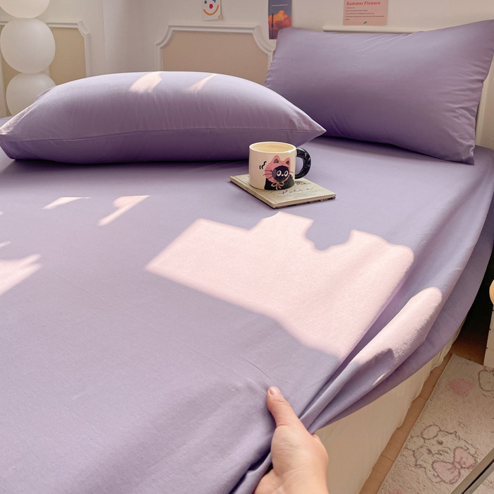 91家纺网 家纺一手货源 找家纺 柠萌家居 2026年新款全棉A类母婴级水洗棉纯棉床单纯色系列单品 紫罗兰