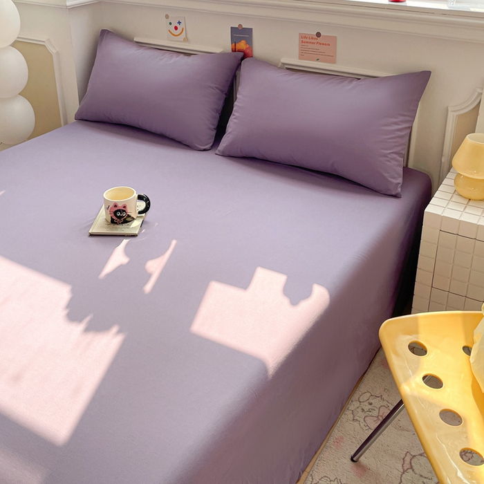 91家纺网 家纺一手货源 找家纺 柠萌家居 2026年新款全棉A类母婴级水洗棉纯棉床单纯色系列单品 紫罗兰