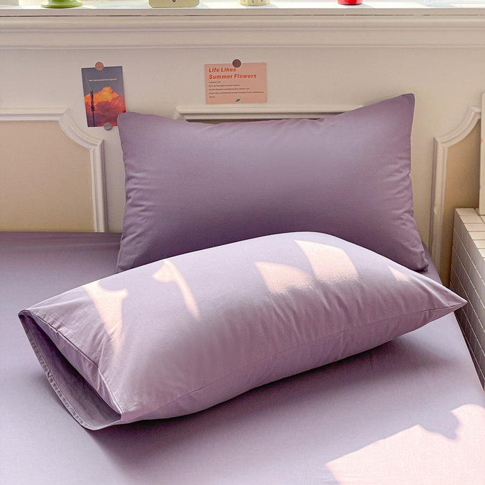 91家纺网 家纺一手货源 找家纺 柠萌家居 2026年新款全棉A类母婴级水洗棉纯棉床单纯色系列单品 紫罗兰