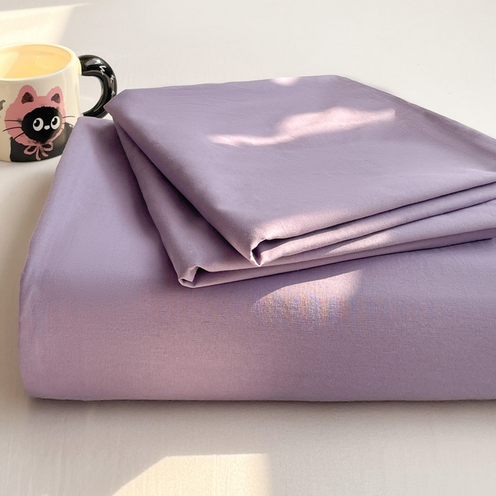91家纺网 家纺一手货源 找家纺 柠萌家居 2026年新款全棉A类母婴级水洗棉纯棉床单纯色系列单品 紫罗兰