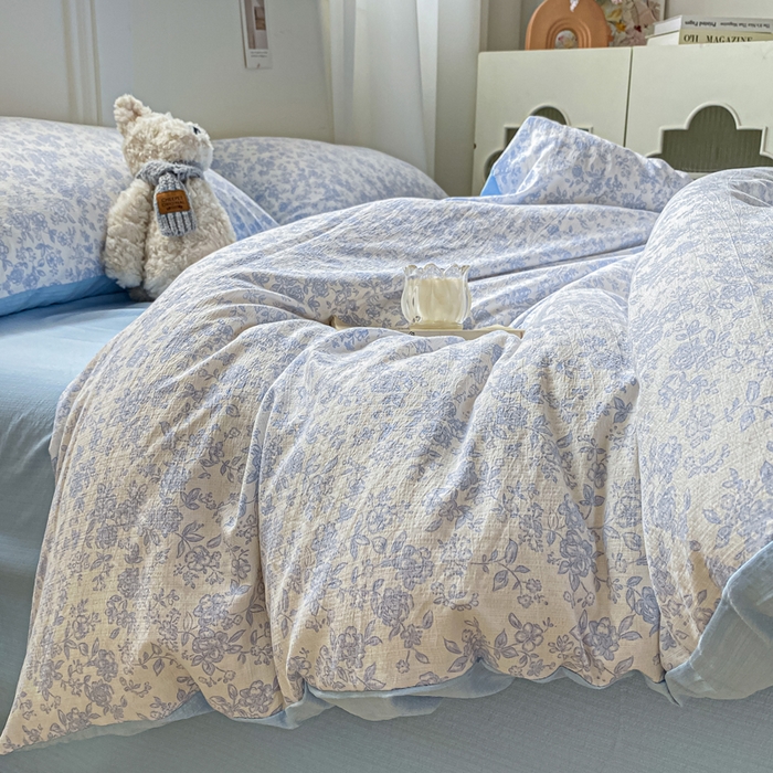 91家纺网 家纺一手货源 找家纺 （总）雅阁尔家纺 2026新款轻奢复古美拉德风泡芙棉冷淡侘寂风水洗棉双层纱单枕套