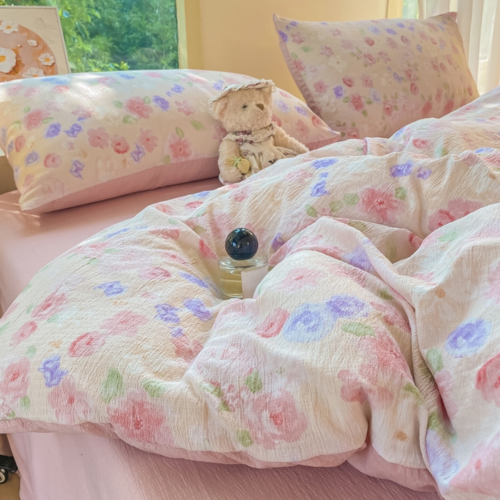 91家纺网 家纺一手货源 找家纺 （总）雅阁尔家纺 2026新款轻奢复古美拉德风泡芙棉冷淡侘寂风水洗棉双层纱单枕套