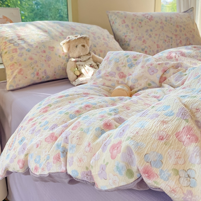 91家纺网 家纺一手货源 找家纺 （总）雅阁尔家纺 2026新款轻奢复古美拉德风泡芙棉冷淡侘寂风水洗棉双层纱单枕套