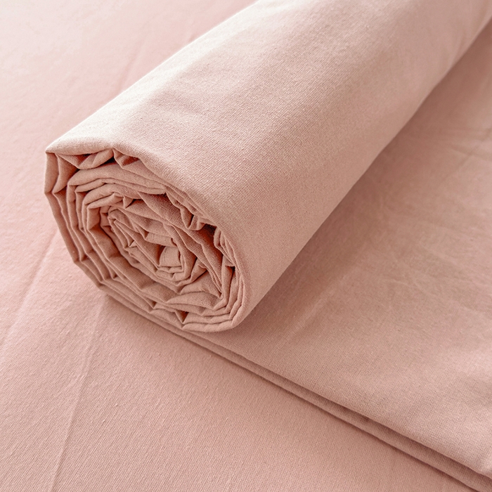 91家纺网 家纺一手货源 找家纺 柠萌家居 2026年新款全棉A类母婴级水洗棉纯棉床单纯色系列单品 豆沙