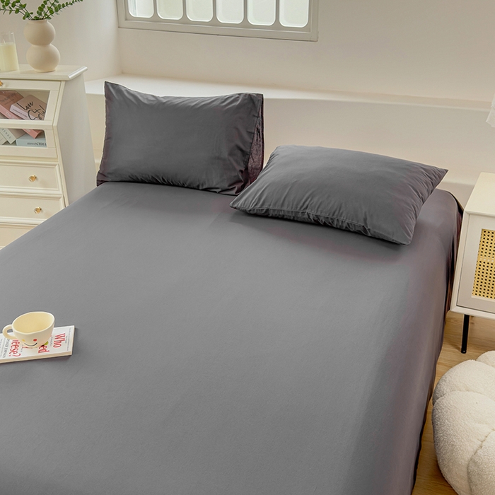 91家纺网 家纺一手货源 找家纺 柠萌家居 2026年新款全棉A类母婴级水洗棉纯棉床单纯色系列单品 高级灰