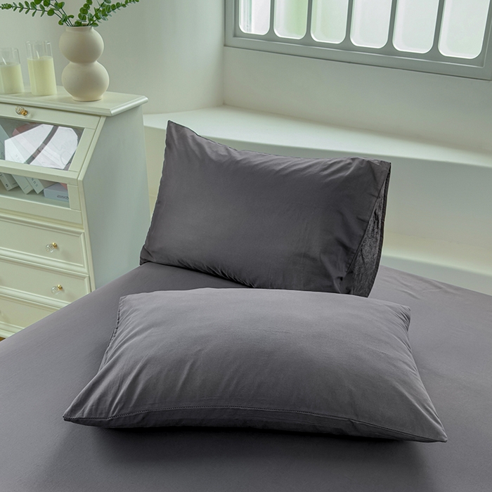 91家纺网 家纺一手货源 找家纺 柠萌家居 2026年新款全棉A类母婴级水洗棉纯棉床单纯色系列单品 高级灰