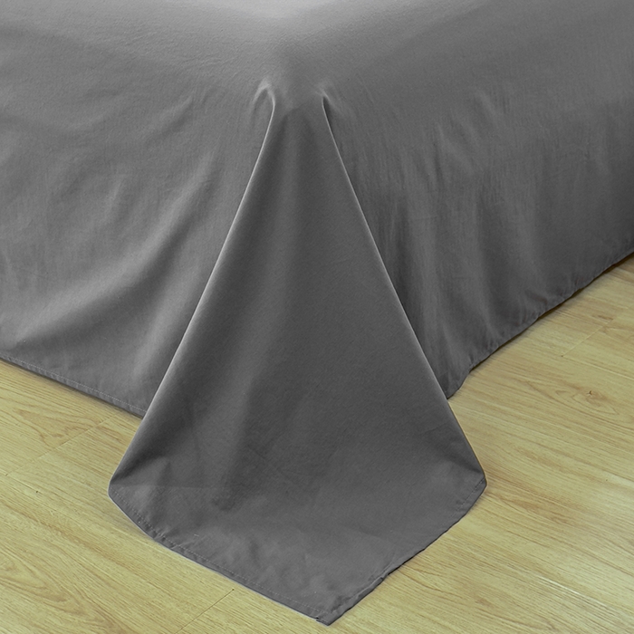 91家纺网 家纺一手货源 找家纺 柠萌家居 2026年新款全棉A类母婴级水洗棉纯棉床单纯色系列单品 高级灰