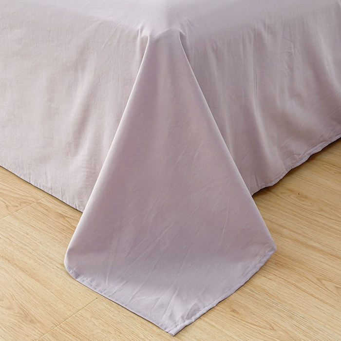 91家纺网 家纺一手货源 找家纺 柠萌家居 2026年新款全棉A类母婴级水洗棉纯棉床单纯色系列单品 浅紫