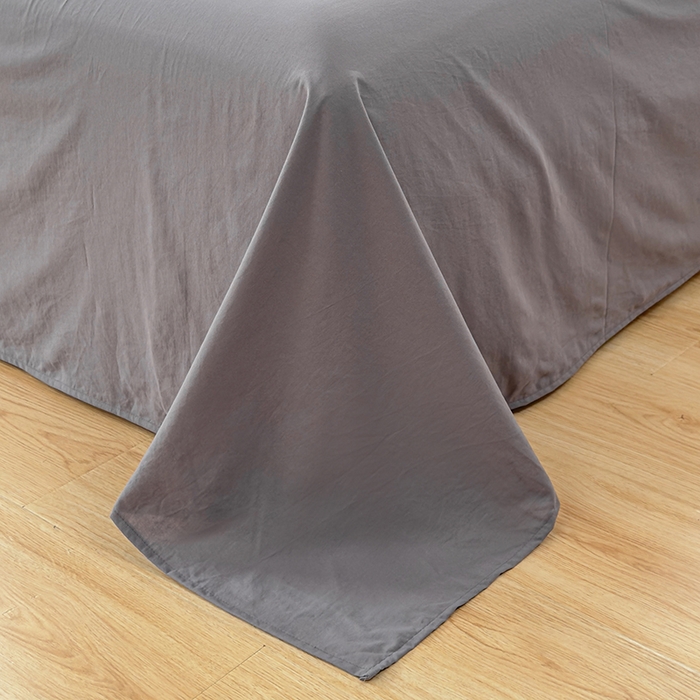 91家纺网 家纺一手货源 找家纺 柠萌家居 2026年新款全棉A类母婴级水洗棉纯棉床单纯色系列单品 中灰