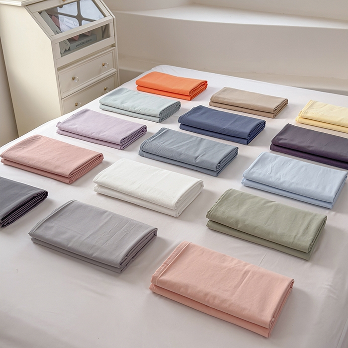 91家纺网 家纺一手货源 找家纺 柠萌家居 2026年新款全棉A类母婴级水洗棉纯棉床单纯色系列单品 组合图仅供参考不可下单