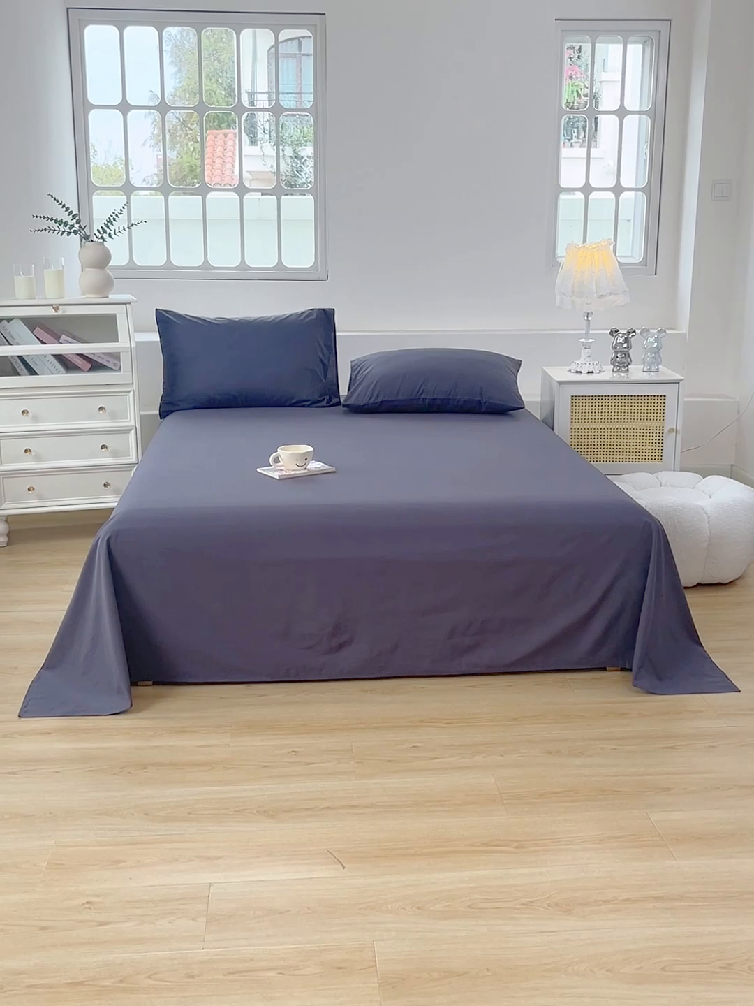 91家纺网 家纺一手货源 找家纺 柠萌家居 2026年新款全棉A类母婴级水洗棉纯棉床单纯色系列单品 高级灰