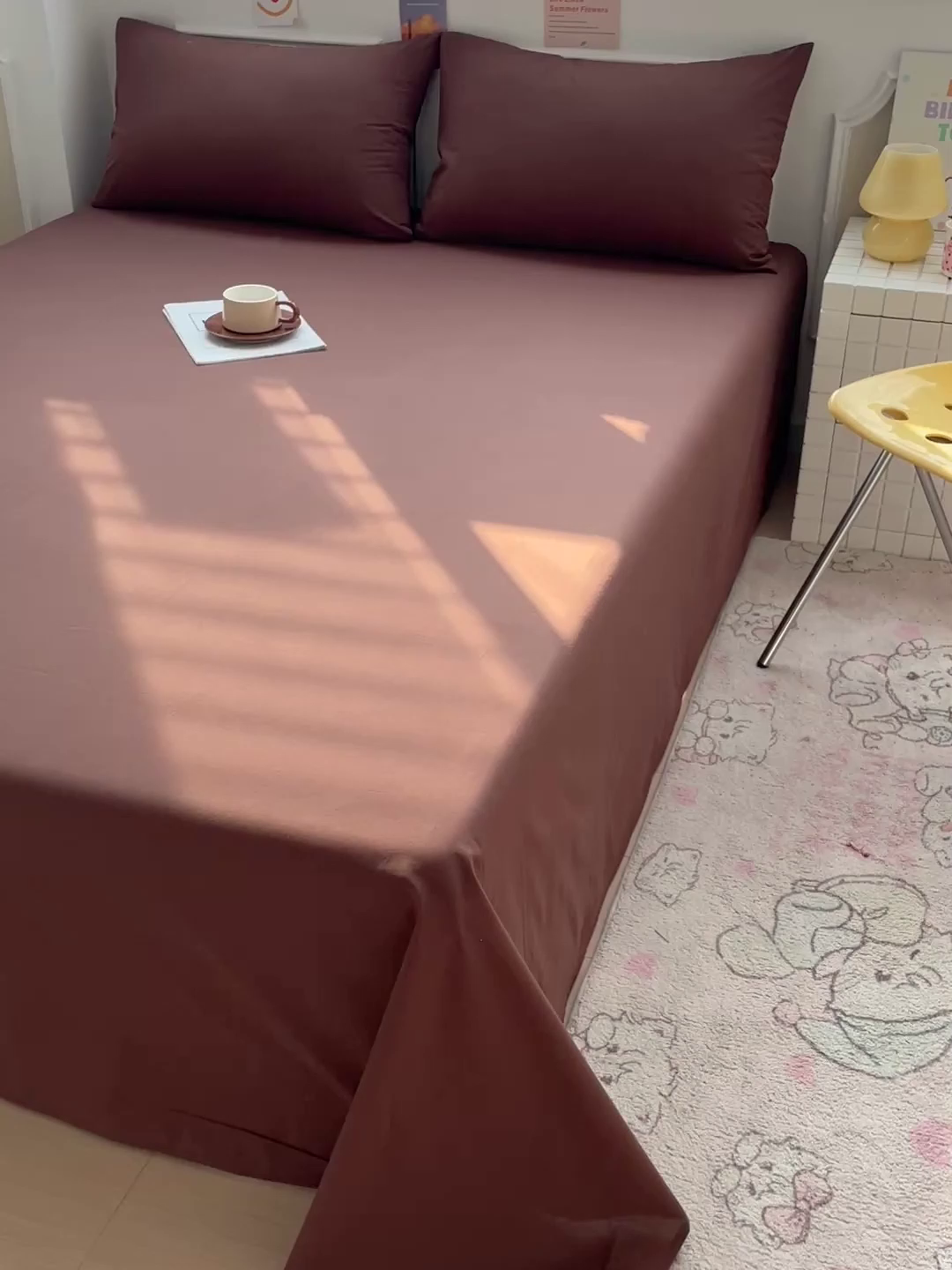 91家纺网 家纺一手货源 找家纺 柠萌家居 2026年新款全棉A类母婴级水洗棉纯棉床单纯色系列单品 摩卡