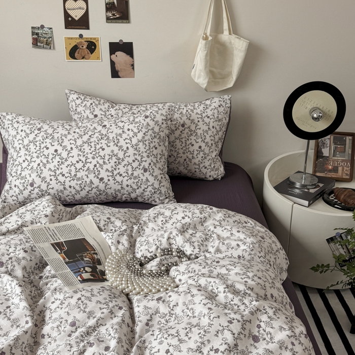 雅阁尔家纺 2026新款轻奢复古美拉德风泡芙棉冷淡侘寂风水洗棉双层纱单枕套 春风拂梦