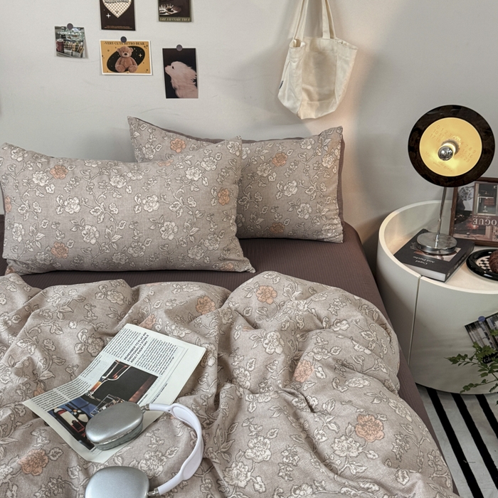 雅阁尔家纺 2026新款轻奢复古美拉德风泡芙棉冷淡侘寂风水洗棉双层纱单枕套 风华若诗