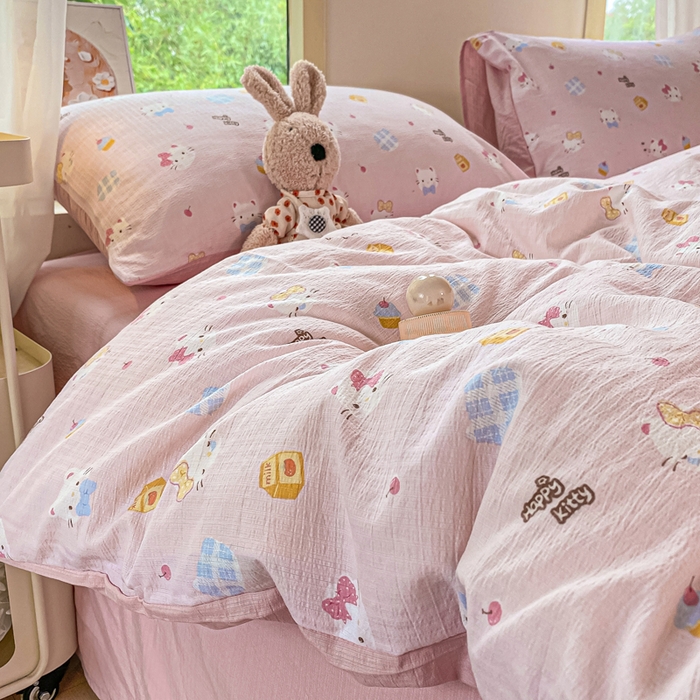 雅阁尔家纺 2026新款轻奢复古美拉德风泡芙棉冷淡侘寂风水洗棉双层纱单枕套 咪咪宝贝