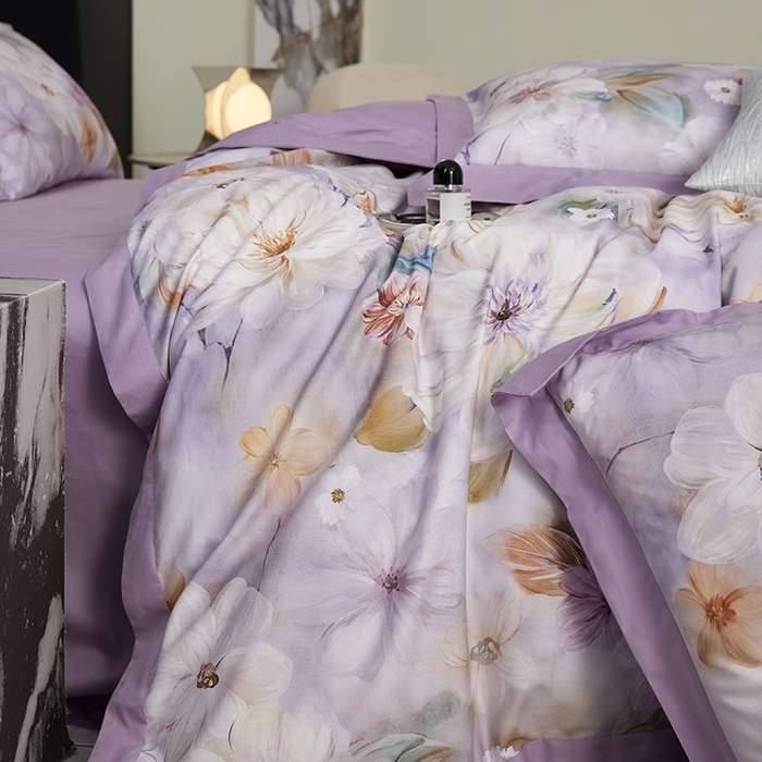 91家纺网 家纺一手货源 找家纺 薏思家纺 2026年13376新疆铂金棉飞边工艺印花四件套 春尚好