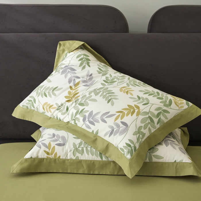 91家纺网 家纺一手货源 找家纺 薏思家纺 2026年13376新疆铂金棉飞边工艺印花四件套 芳悠-绿