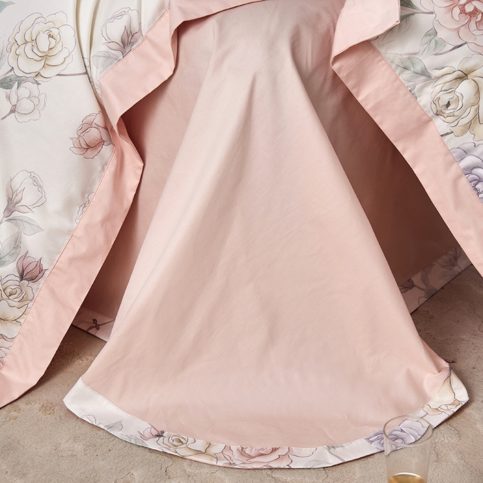 91家纺网 家纺一手货源 找家纺 薏思家纺 2026年13376新疆铂金棉飞边工艺印花四件套 花圃