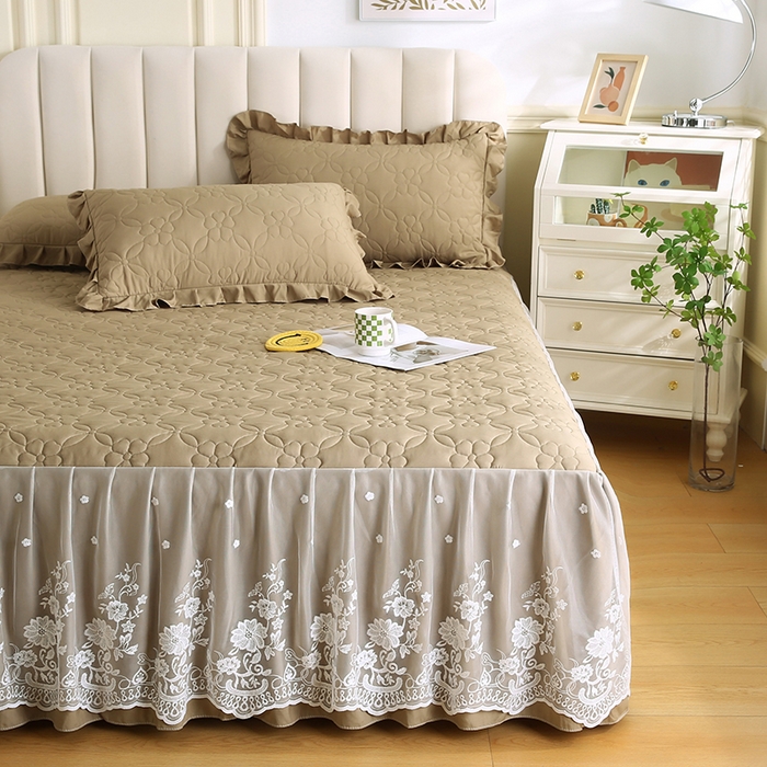 91家纺网 家纺一手货源 找家纺 怡源梦 2026新款清新雅致单被套床裙单品床裙单件 新黄绿