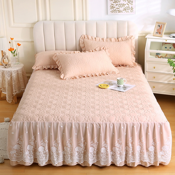 91家纺网 家纺一手货源 找家纺 怡源梦 2026新款清新雅致单被套床裙单品床裙单件 金典驼