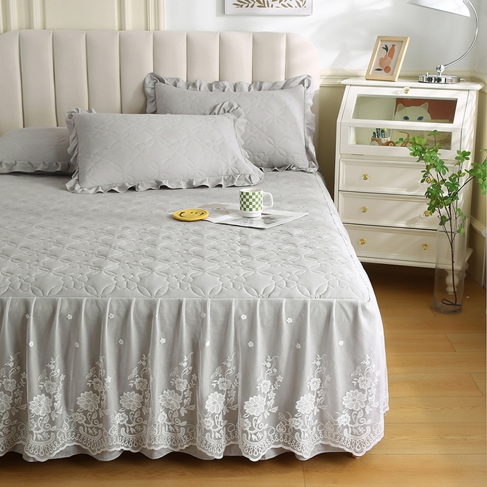 91家纺网 家纺一手货源 找家纺 怡源梦 2026新款清新雅致单被套床裙单品床裙单件 星光灰