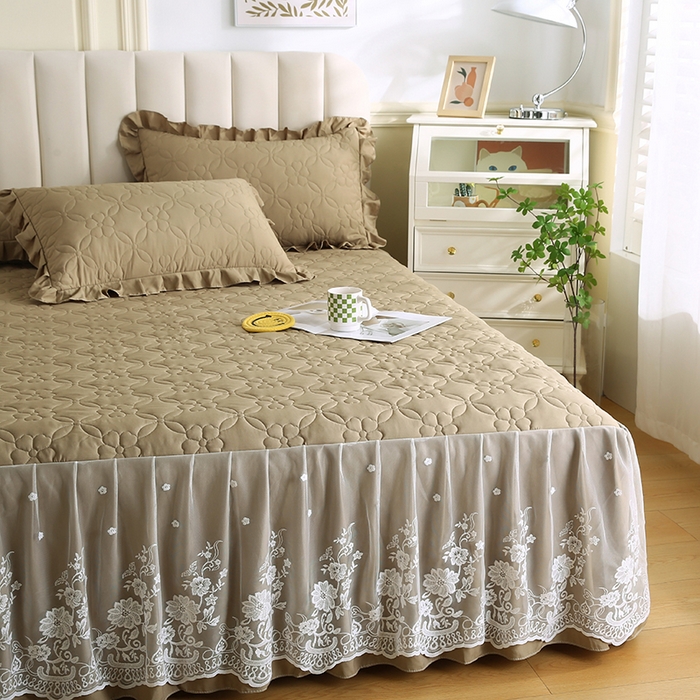 91家纺网 家纺一手货源 找家纺 怡源梦 2026新款清新雅致单被套床裙单品床裙单件 新黄绿